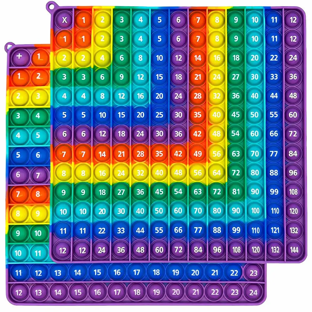Multiplication Addition Double Side Pop Fidget Toy, 1 Count Rainbow Bubble Pop Math Educational Toy for Kids