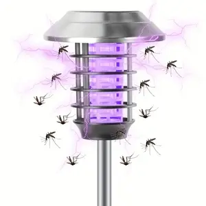 2Pcs Solar Bug Zapper Lights, Outdoor Mosquito Killer Lighting with UV Light and Landscape LED Lamp 2 in 1 for Garden Patio Backyard Camping