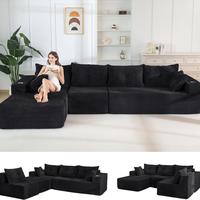 Black- 3 Seater+Left Facing Chaise