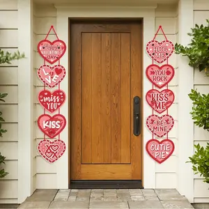 Valentine's Day Heart-Shaped Banner Decoration Set, Party Decorations Banners, Hanging Porch Sign, Wedding Anniversary Engagement Birthday Party Decor, Home Room Decor