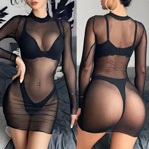Sexy Women Mesh Sheer Bikini Cover Up Swimwear Bathing Suit Beach Dress Clubwear