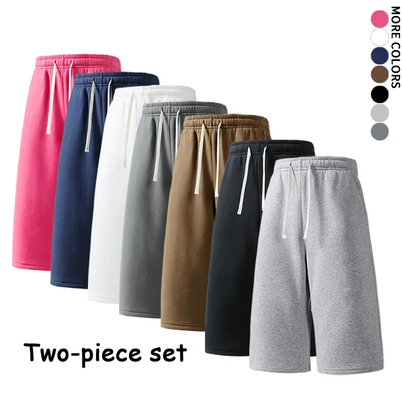 Men's 2-Pack Loose Fit Polyester Knee-Length Sweat Shorts with Side Pockets, Streetwear Clothing for Walking & Outdoor Casual #SohoChic