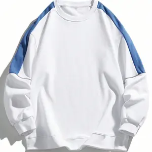 Men's Colorblock Contrast Binding Drop Shoulder Sweatshirt, Regular Fit Casual Long Sleeve Round Neck Pullover for Spring & Fall Casual Fashion Sweatshirt