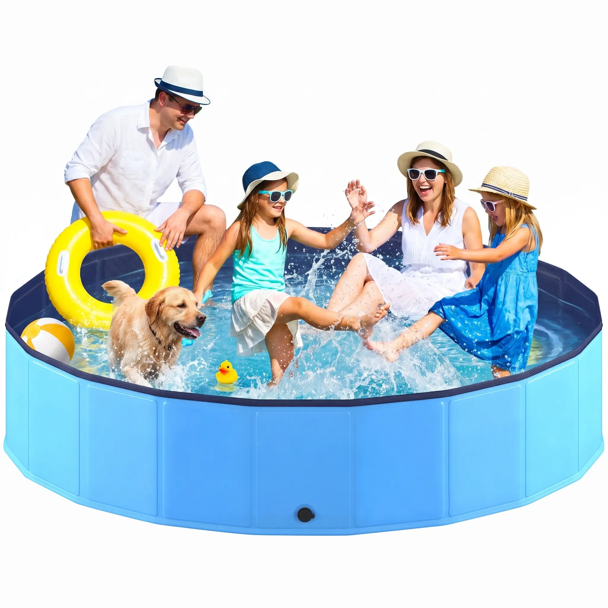 INSTANT COOL! Foldable Pet Pool with Non-Slip Bottom | For Dogs, Cats & Kids!  cooling mat for dog，Backyard/Beach Ready | Gray/Blue - Flash Sale Ends Tonight!