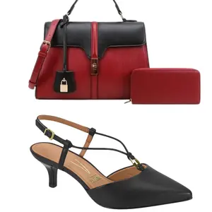 2pc Vizzano Stiletto Heels with Pointed Toe & Slingback Strap and Handbag – Elegant Party Shoes 2025 Stylish Summer Footwear Footwear Women Sandal Sandal Girl