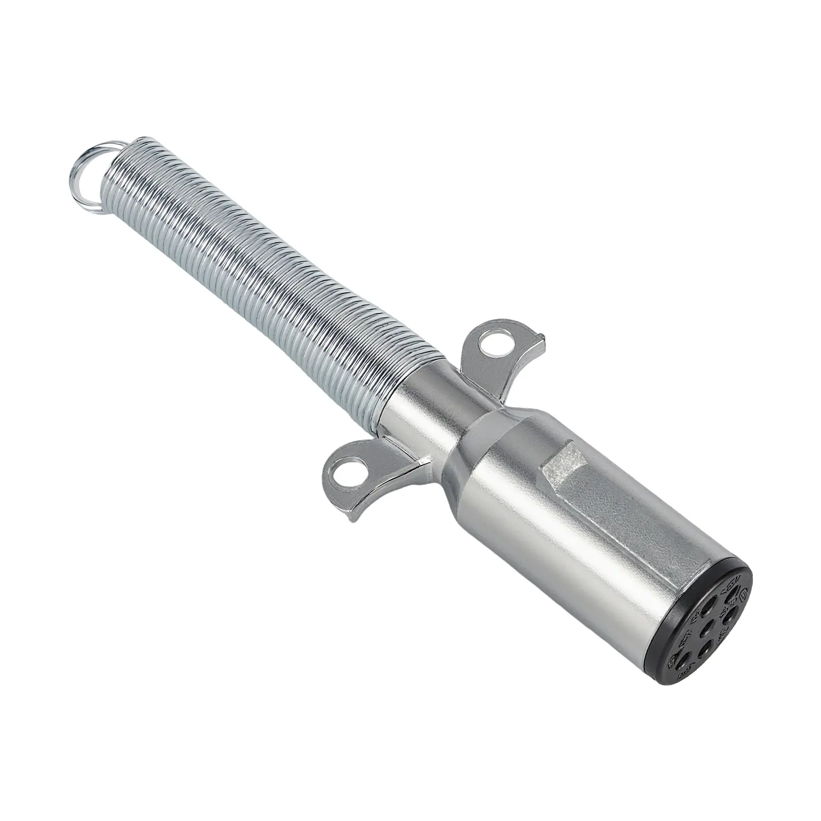 Heavy-Duty 7 Way Trailer Towing Plug, 7 Pin Round Hitch Connector with Zinc Spring Guard for Semi Truck & Tractor Trailer