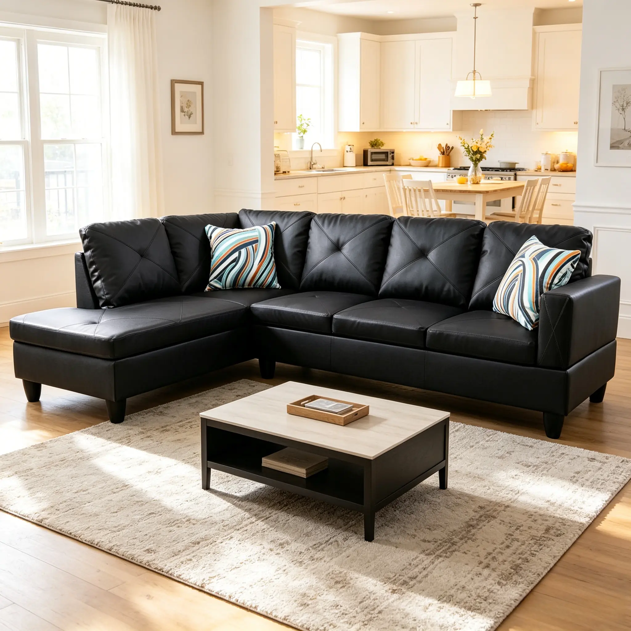 5-Seater L-Shaped Sectional Sofa - Sturdy Modular Modern Cotton Couch, Waterproof Wear-Resistant Indoor Sofas for Living Room & Apartment, Assembly Required