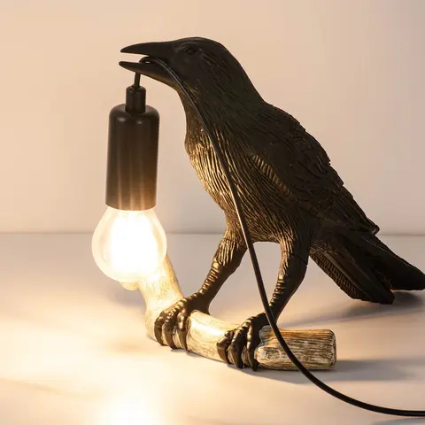 Whimsical Bird-Shaped Crow Art Decor Table Lamp - USB-Powered Ambiance Table Lamp, Quirky Gifts, Cozy Indoor Lighting, Living Room Decor