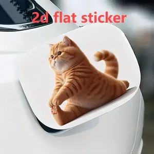 1PC For Car Fuel Caps, Bodies, Soft Orange Cat Lazing in Fuel Cap Decor, Turn Your Ride into Lazy Healing Vibe, Carry Relaxed Soft Cute Presence of "Orange Cat Owner Lazing & Slacking in Fuel Cap" on Trips, Car Decals, Car Stickers