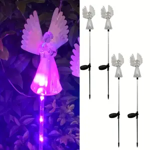 2 Pack/4 Pack Solar Angel Lights Outdoor Decor, Solar Powered Color Changing Angel Easter Stakes Decorative Memorial Lights Garden Yard Lawn Pathway Grave Cemetery Decoration, Valentine'S Day Women Gift