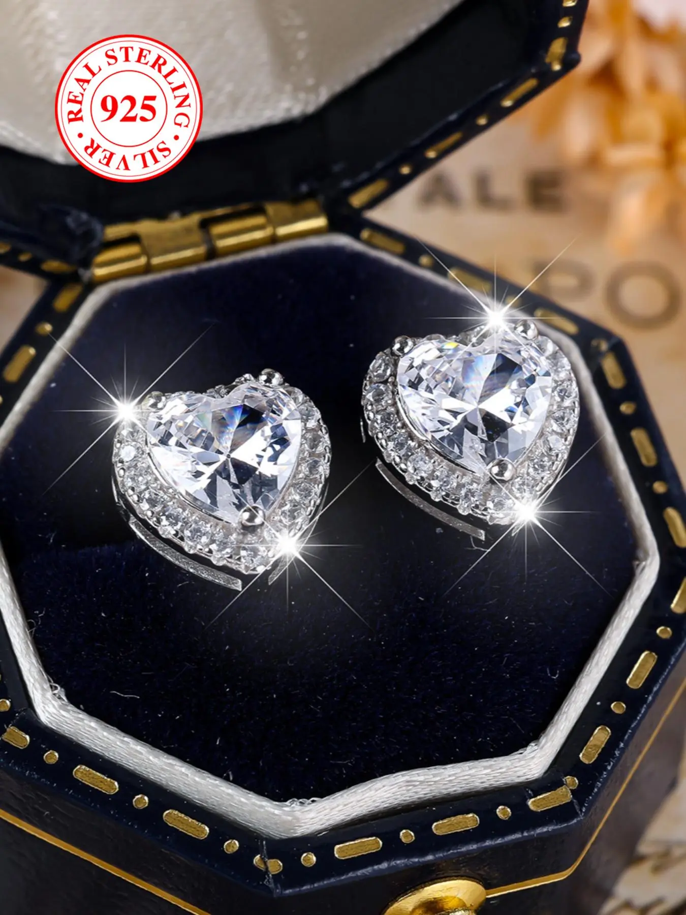 925 Sterling Silver Heart Shaped Stud Earrings, Artificial Zircon Earrings, Elegant Rhinestone Zircon Jewelry for Women & Girls, Trendy All-match & Exquisite Jewelry for Birthday Gift, Artificial Zirconia Earrings, Studs Earrings