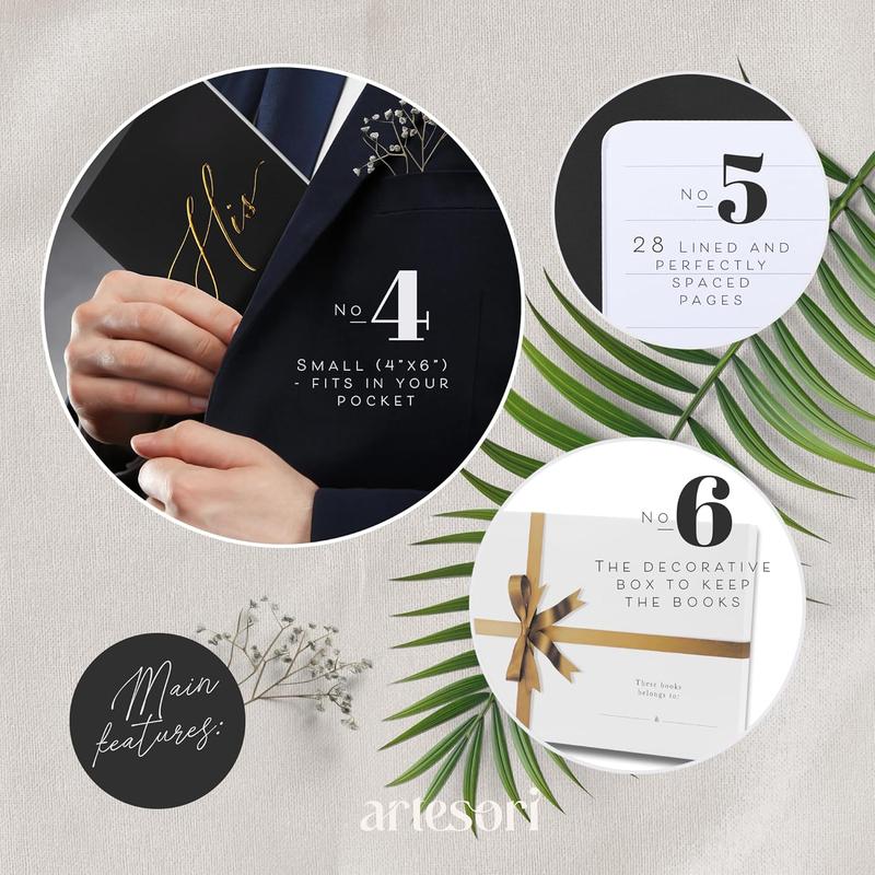 Wedding Vow Book for Her & Him, Soft Touch,  Foil, 28 Lined Pages, Vow Books His and Hers, Wedding Essentials, Wedding Registry Ideas, His and Hers Gifts [Mint & Sage]