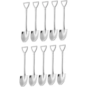 10 Pack 6 inch Shovel Shape Stainless Steel Dessert Spoons for Ice Cream Fruit Home Kitchen or Restaurant