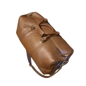 Leather Travel Bag with Shoes Compartment & Wet Pocket, Sports Gym Tote Bag Travel Duffel for Men & Women, Overnight Weekender Bag Leather Large Carry On Bag