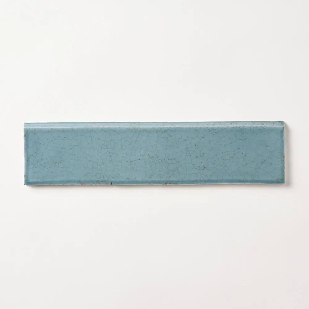 San Fran Volga Blue Crackled 3x12 Bullnose Ceramic Tile Glossy