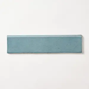 San Fran Volga Blue Crackled 3x12 Bullnose Ceramic Tile Glossy