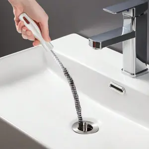 Pipe Unblocker, 17.7 Inches Long, Kitchen Drain Hair Remover, Home Sink Cleaner, Flexible Anti-Clog Cleaning Hook