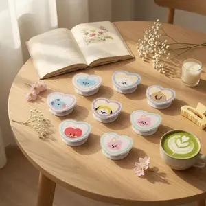 Cute Heart BT21 Magnetic Phonegrip, Heart BT21 Pop Socket, BT21 Phone Grip, Gift for Her, Gift for Fan, ARMY gift