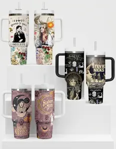 [3 sample] Stevie-Nick.s 40oz Tumbler With Handle, Retro Witchy Water Bottle Traval Mug