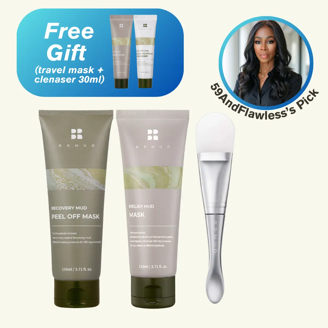 [Official Shop] BRMUD x 59AndFlawless Mud Mask Duo Set – Relief Mud Mask + Peel-Off Mask + Silicone Spatula | Deep Pore Care Routine + Free Travel Gift