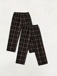 Y2K Plaid Pajama Pants, Oversized Wide Leg Sleep Trousers, Comfy Streetwear Loungewear for Home, Casual Checkered Lounge Pants, Soft Aesthetic Sleepwear for Daily Wear & Relaxation