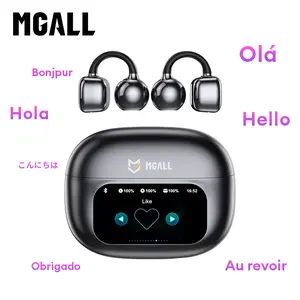 MGALL C02 Supports Translation in 169 Languages AI Edition Clip On Ear Headphones with LCD Full Color Touch Screen, Audio Wireless Headphones for Music & Phone Calls