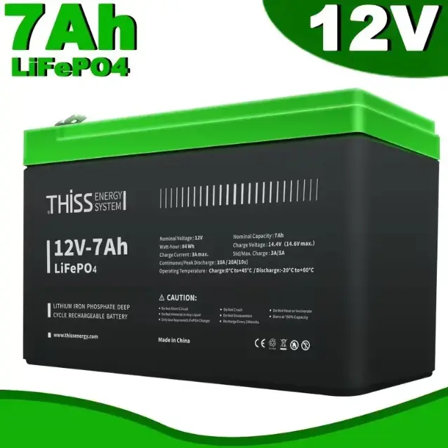 2 Packs 12V 7Ah LiFePO4 Lithium Iron Phosphate Rechargeable Batteries with Built-in BMS, 5000+ Deep Cycles, Long Life Battery for Small UPS, Solar Power Systems