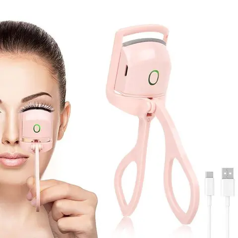 Heated Electric Beauty Lash Curler - USB-C Rechargeable, 2 Temperature Settings, Burn-Free Quick Heating, Compact Travel-Ready ABS Plastic, Sensing Pad, Long-Lasting Lift, White Eyelash Curlers for Everyday Use, Festive Party Gift
