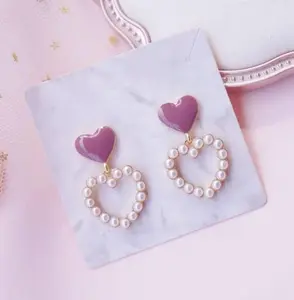 Beaded Heart and Small Gold Heart Earrings - Fashion Accessories, Costume Jewelry & Accessories, Earrings