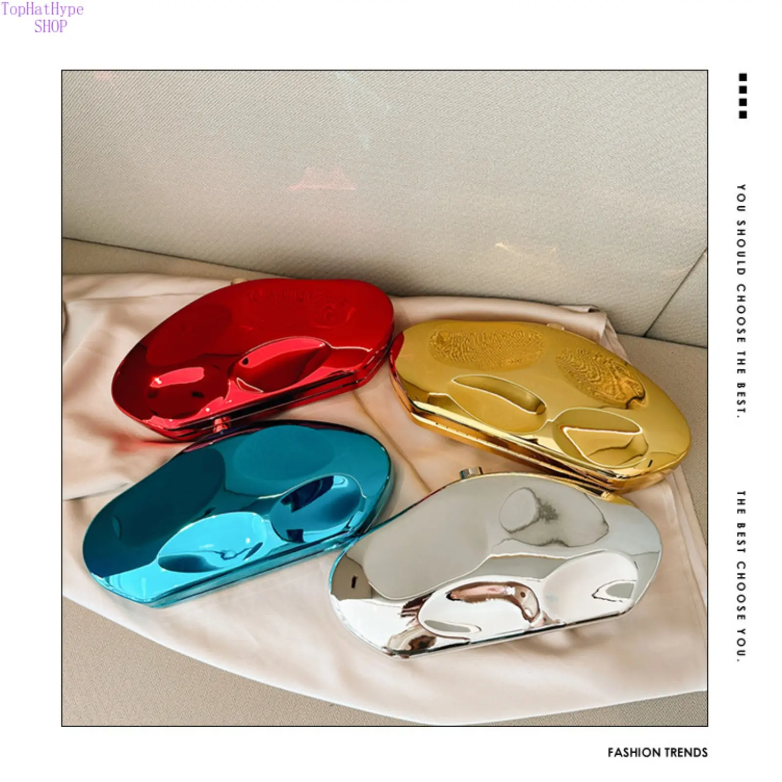 Women's 2026 Trendy Elegant Clutch - Irregular Metallic Acrylic Niche Stone-Shaped Shiny Hard-Shell Evening Crossbody Bag, Ideal for Party & Wedding Events