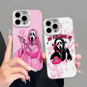 Halloween Themed Vampire Phone Case with Pink Skull Design for iPhone 17/17air/17pro/17promax/15/14 Pro/13 Pro/12/11/14/13 Full Coverage Shockproof Casing Protector Protective Screen Protector Cellphone, iphone 15 pro max case, iphone 13 case