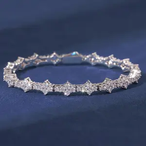 Cross Moissanite Bracelet Gold Plated Iced Out Spike Chain 4mm Rapper Hip Hop Bracelet for Men - Rhinestone Bling Men's Bracelet - Drip Jewelry