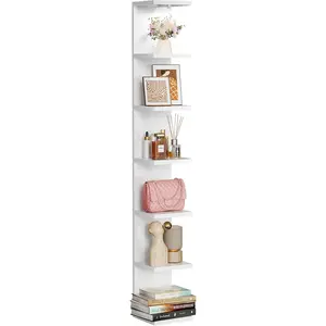 7 Tier Floating Wall Shelf, White Floating Shelves for Wall with LED Light, Versatile Wall Shelf Unit for Bedroom Living Room, Lack Shelf for Home Organizer Display