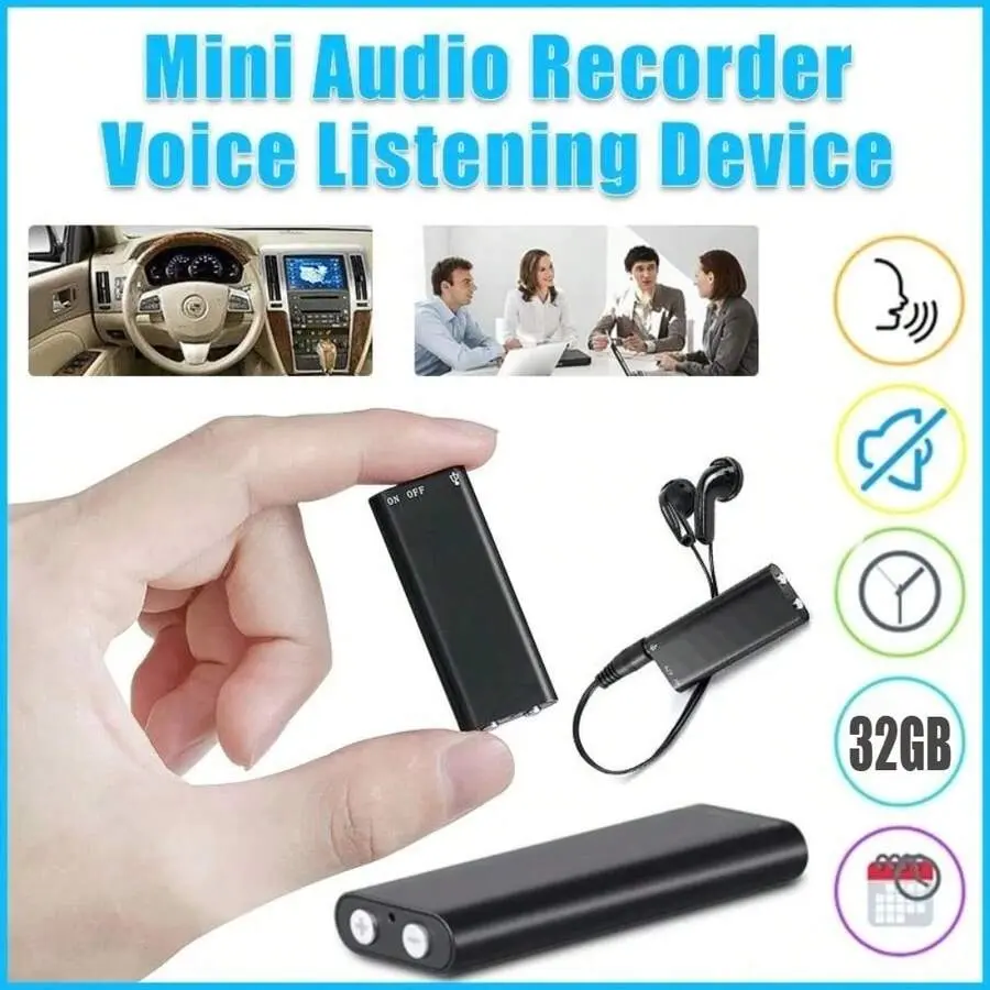 Mini Voice Recorder, Digtal Voice Recorder Spy Hidden Pocket Tape Recorder With Playback For Lectures, Meetings,  8 Hours Handheld dio Recorder, USB Charge, Password