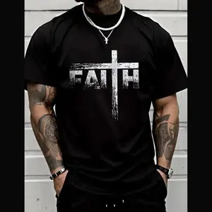 Faith Cross T-Shirt | Distressed Christian Cross Graphic Tee | Religious Faith Shirt | Christian Gift Idea | Casual Streetwear | TikTok Christian Pick