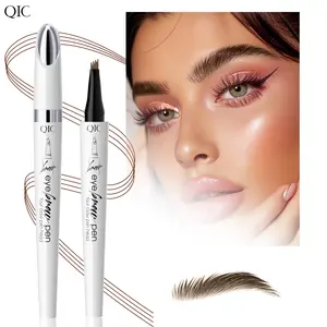 QIC Ceramic White 4-Tip Wild Brow Liquid Pen (4 Colors) | Waterproof Sweatproof Smudge-Proof & Natural Hair-Like Brows | Daily/Commute Brow Essential & Perfect Gift