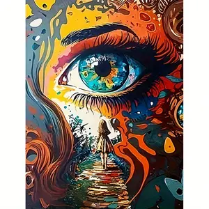 1PCS Colorful Eye 16x20 Inch Frameless, Suitable for Art Students DIY Digital Painting Kit, Professional Paintings, Paint by Numbers, Handcraft Art Set, Acrylic Painting, Art Supplies, For Home Wall Decoration and Gifts, Frame Not Included