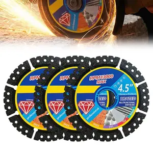 3-Pack Diamond Multi-Purpose Saw Blades 4.5" RPM13000 MAX for Tile Marble Quartz Stone Metal Plastic Wet or Dry Use Thin Precise Profile Stable Core Heat Dissipation Design