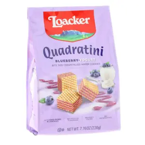Loacker Quadratini - Crispy Wafer with Blueberry Yogurt Filling - 250g - Italian Snack