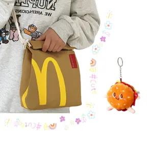 McDonald's Casual canvas bag Single shoulder, Cartoon Shoulder Bag Backpack Tote bag Cartoon keychain Set, Fashion large-capacity Backpack Cute Crossbody Bag For Women Men, Funny Bag Christmas Gifts