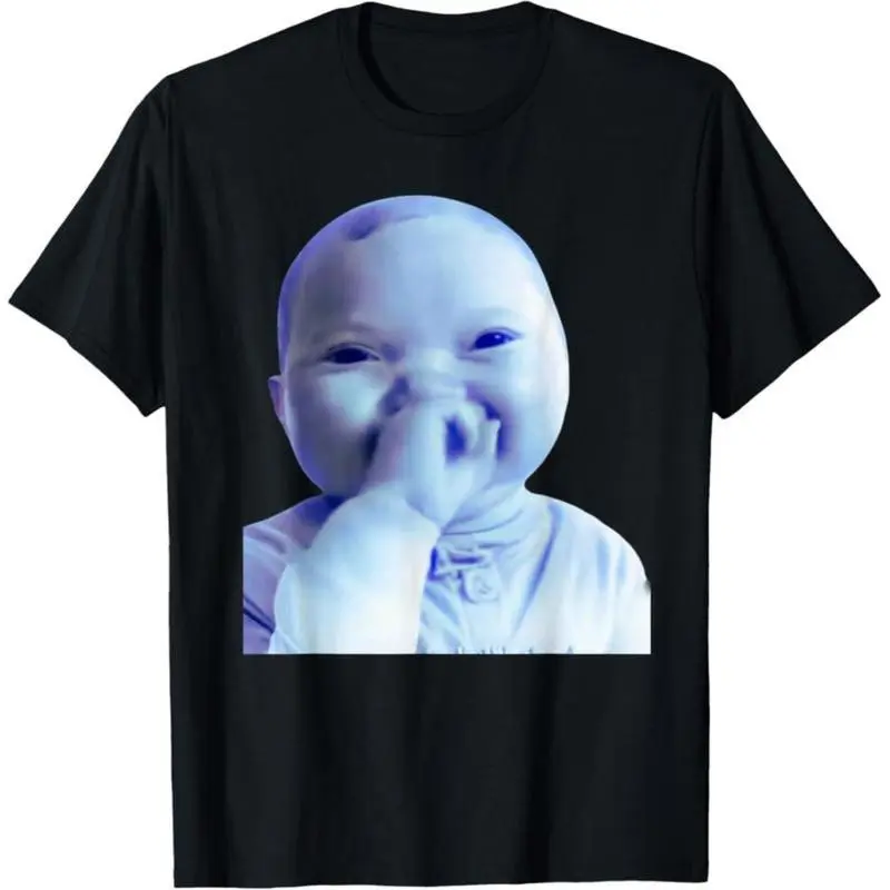 100% Cotton Fun AI Baby Holding Laugh Meme Viral Trend T-Shirt
