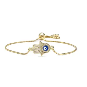 Golden Hamsa with Lucky Eye Bracelet
