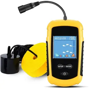 Kayak Portable Fish Depth Finder Water Handheld Fish Finder Sonar Castable Kayak Boat Fishfinder Transducer Fishing LCD Display FFC1108