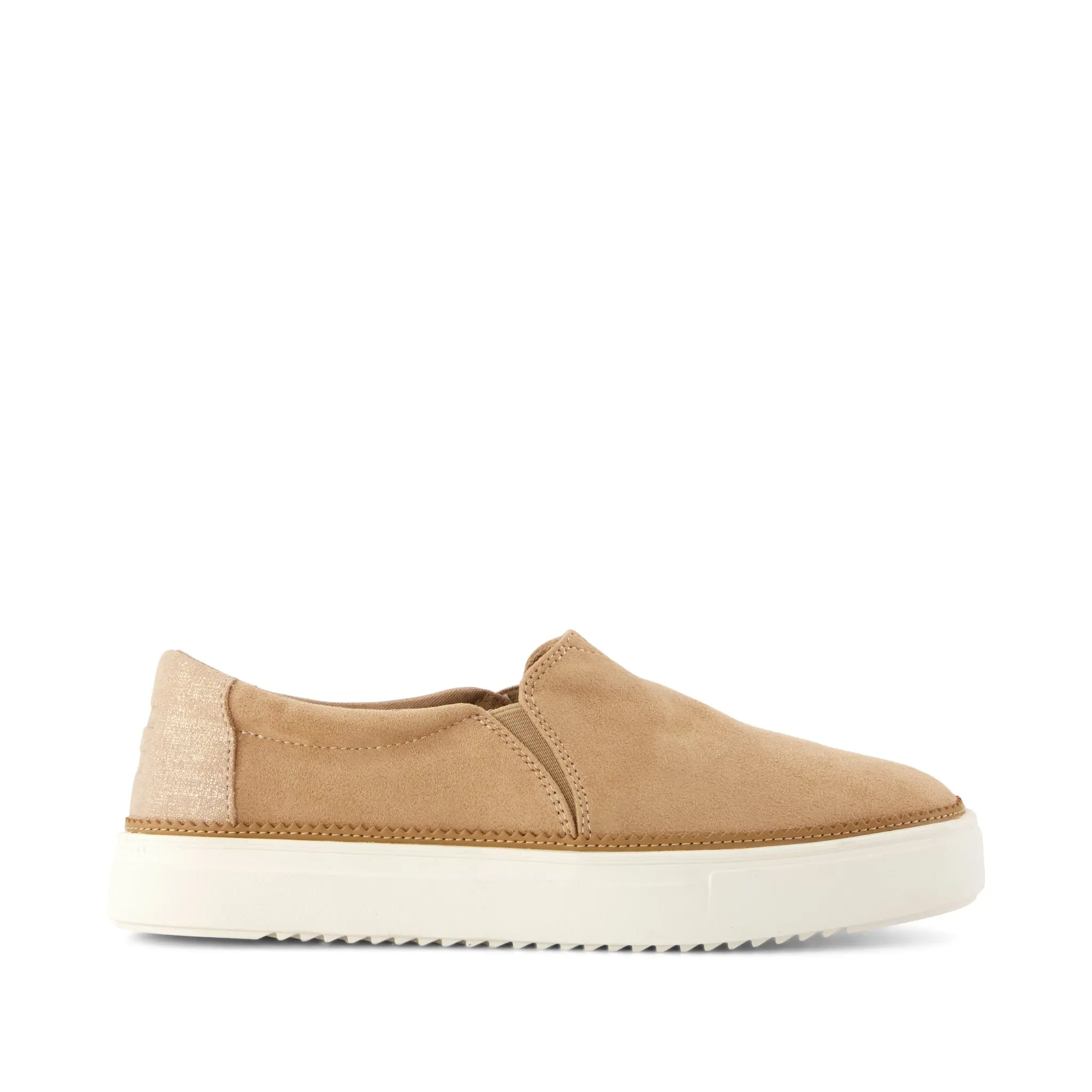 Womens Emily Slip On Sneaker Taupe Premium Microfiber Suede