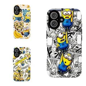 Super Cute Minions 2-in-1 Film-Integrated Phone Case — Compatible with iPhone 12, 13, 14, 15, 16, 17. A stylish and durable phone case—the perfect exclusive gift for Minions fans!