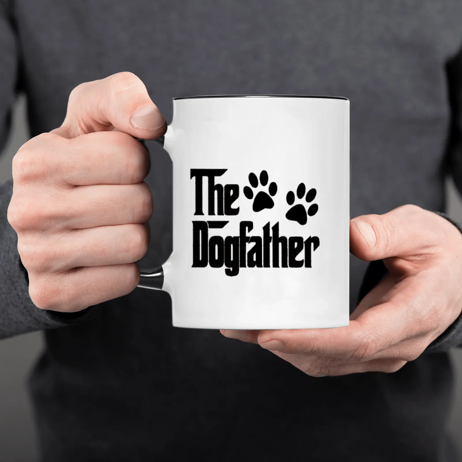 1 count, 11oz, Ceramic coffee mug, Dog Dad Coffee Mug - Microwave Safe, Bold "The Dogfather" Lettering with Paw Prints - Perfect Gift for Dog Lovers, Birthdays, Holidays - Ideal for Home, Office & Outdoor Use
