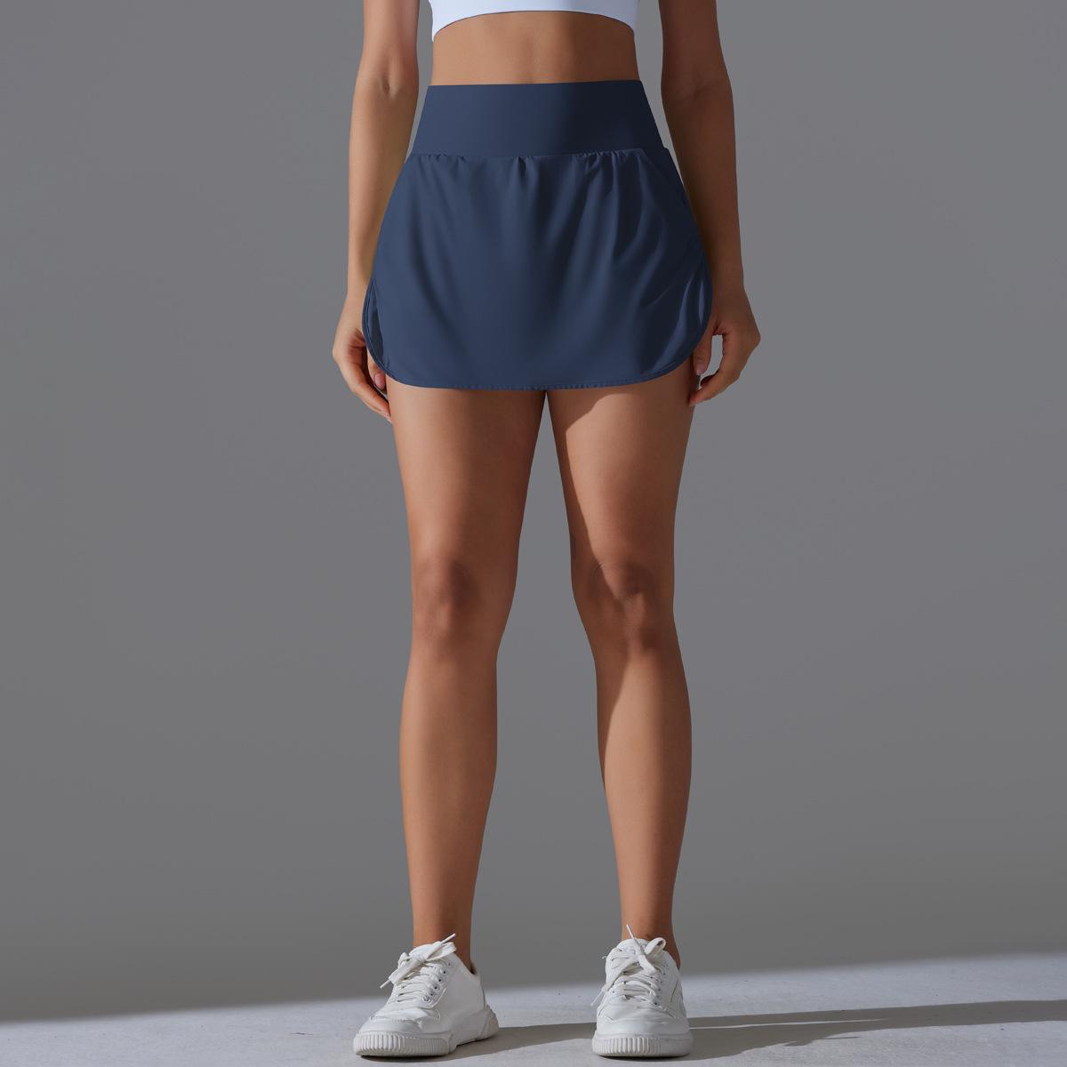 Women's High Waisted Active Performance Skort - Solid Color Navy Blue Tennis Skort with Pockets, Built-in Shorts for Gym Workouts, Running - Multi-Size Sporty Short Skirt