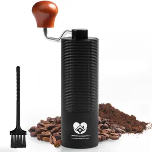 CozyNest Home Essentials Hand Held Stainless Steel Manual Coffee Grinder, Black, with Adjustable Coarseness Setting; Brand New. Tea