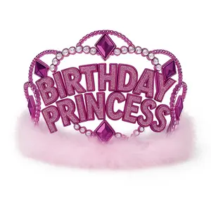 Sparkling Birthday Princess Tiara with Marabou