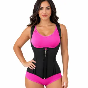 QUISHAPER Waist Trainer Corset for Women Tummy Control Sport Workout Body Shaper Black Shapewear Faja Cincher with Adjustable Shoulder Strap Vest Girdle Postpartum